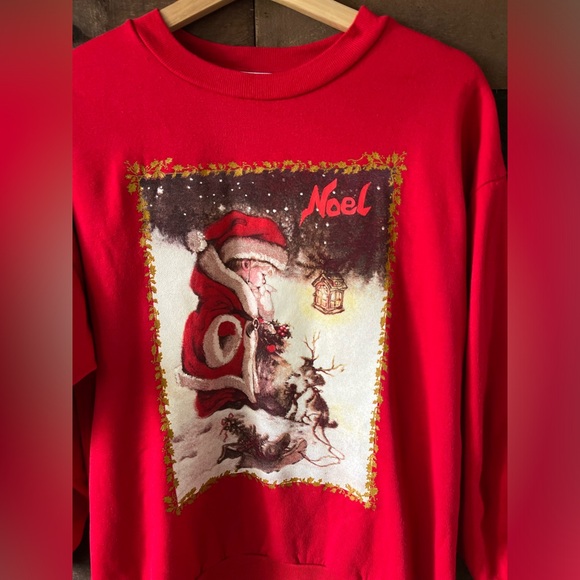 Vintage Christmas Holiday Crewneck Sweatshirt Noel Winter Scene - Picture 6 of 8
